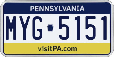 PA license plate MYG5151