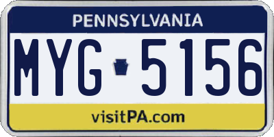 PA license plate MYG5156