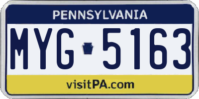 PA license plate MYG5163