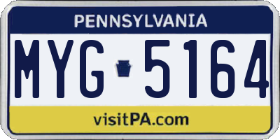 PA license plate MYG5164