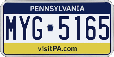 PA license plate MYG5165