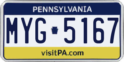 PA license plate MYG5167