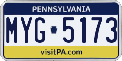 PA license plate MYG5173