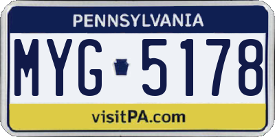 PA license plate MYG5178