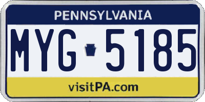 PA license plate MYG5185