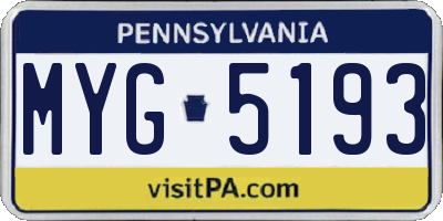 PA license plate MYG5193