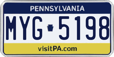 PA license plate MYG5198