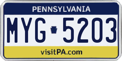 PA license plate MYG5203