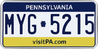 PA license plate MYG5215