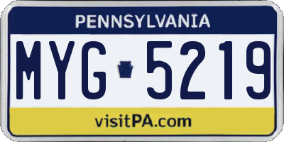 PA license plate MYG5219