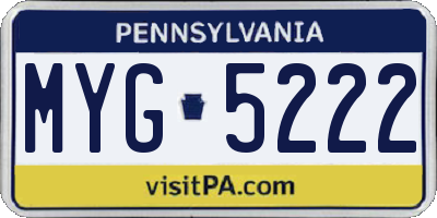 PA license plate MYG5222