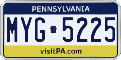 PA license plate MYG5225