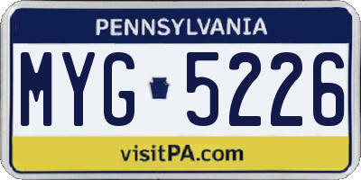 PA license plate MYG5226