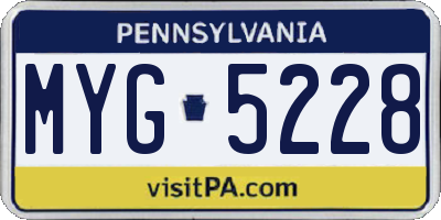 PA license plate MYG5228