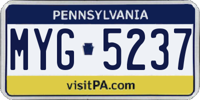 PA license plate MYG5237