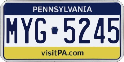 PA license plate MYG5245