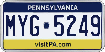 PA license plate MYG5249