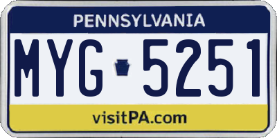 PA license plate MYG5251