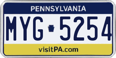 PA license plate MYG5254