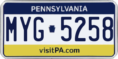 PA license plate MYG5258