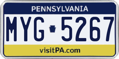 PA license plate MYG5267