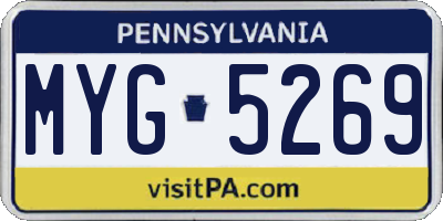 PA license plate MYG5269