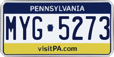 PA license plate MYG5273