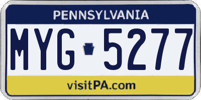 PA license plate MYG5277