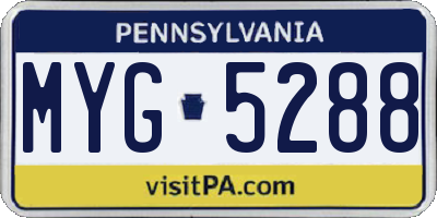PA license plate MYG5288
