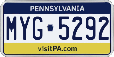 PA license plate MYG5292