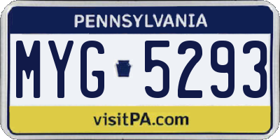 PA license plate MYG5293