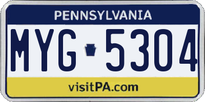 PA license plate MYG5304