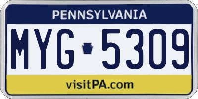 PA license plate MYG5309