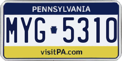 PA license plate MYG5310