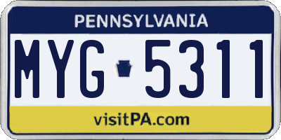 PA license plate MYG5311