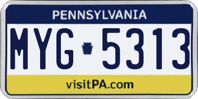 PA license plate MYG5313