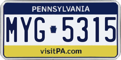 PA license plate MYG5315