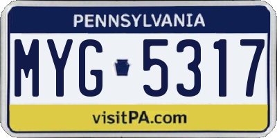 PA license plate MYG5317