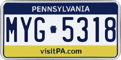 PA license plate MYG5318