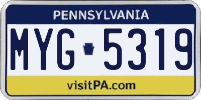 PA license plate MYG5319