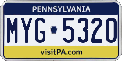 PA license plate MYG5320