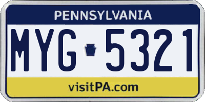 PA license plate MYG5321