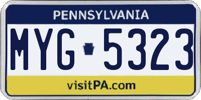PA license plate MYG5323