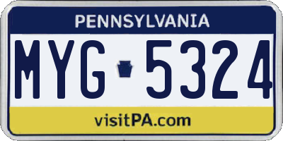 PA license plate MYG5324