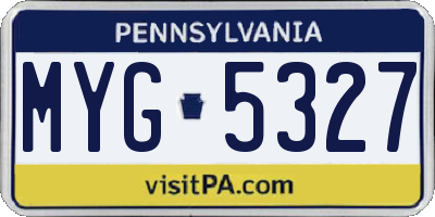 PA license plate MYG5327