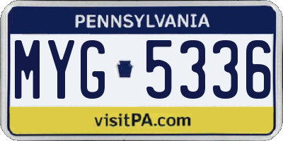 PA license plate MYG5336
