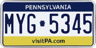 PA license plate MYG5345
