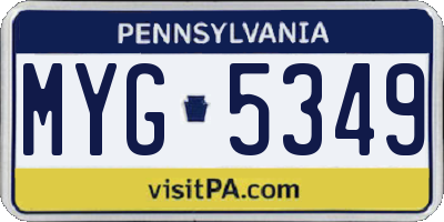 PA license plate MYG5349