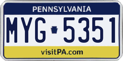 PA license plate MYG5351