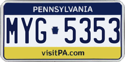 PA license plate MYG5353